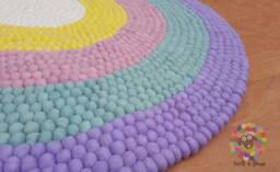 Felt Ball Rug Handmade 100% Wool Pom Nursery Carpet - thumbnail 1