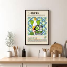 Brazil Caipirinha Print, Cachaca, Brasil, Lime, Food, Kitchen Print, Retro Poster, Wall Art, Restaurant South America, Cafe Decor - thumbnail 1