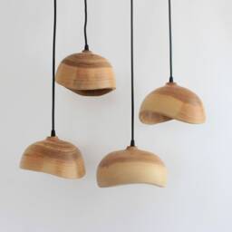 Pendant Light, Wooden Small Hanging Dining Room Lamp Shade, Natural Kitchen Island Chandelier - thumbnail 3