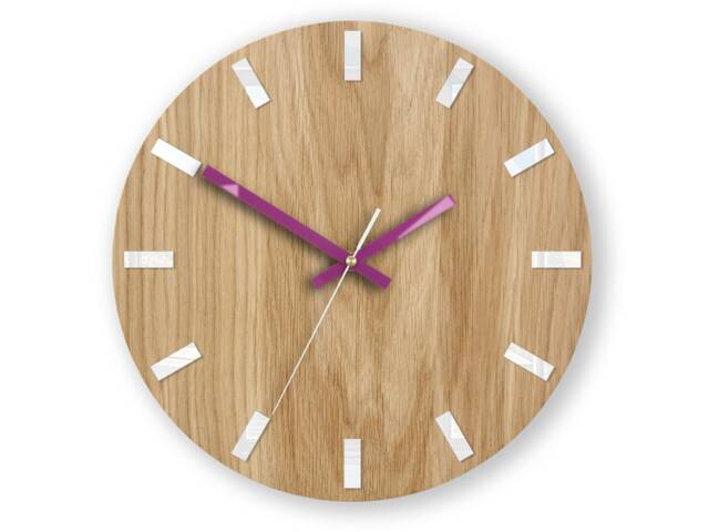 Unique Wall Clock, Gift Unusual Component Wood Abstract Style, Industrial Decor, Wooden Gift, Violet Clock - image 1