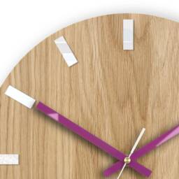 Unique Wall Clock, Gift Unusual Component Wood Abstract Style, Industrial Decor, Wooden Gift, Violet Clock - thumbnail 2