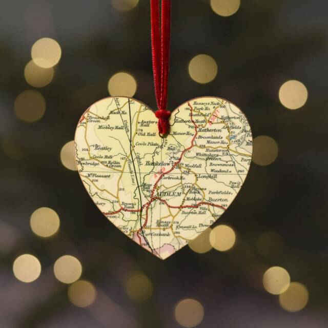 Personalized Family Christmas Ornament - Custom Map Heart Keepsake Ornament Tree Decoration Long Distance Gift - image 1