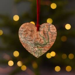 Personalized Family Christmas Ornament - Custom Map Heart Keepsake Ornament Tree Decoration Long Distance Gift - thumbnail 2
