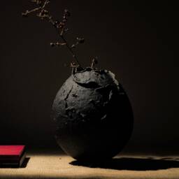 Handmade Black Paper Clay Vase Contemporary Modern Vessel, Wabi Sabi Centerpieces, Textured Art Sculpture - thumbnail 3