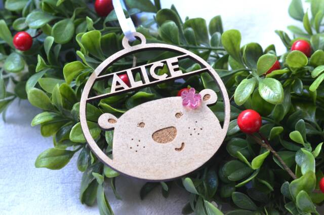 Custom Christmas Ornament - Wood Christmas With Name & Stars Tree Ornament Holiday Gift - image 1