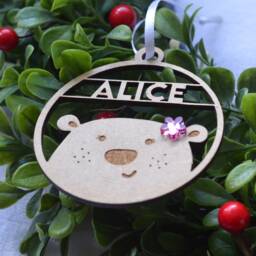 Custom Christmas Ornament - Wood Christmas With Name & Stars Tree Ornament Holiday Gift - thumbnail 2