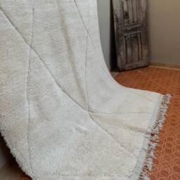 Handmade Beniourain Wool Rug Solid White Moroccan Area Rug - thumbnail 2