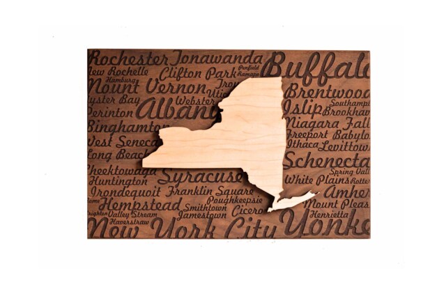 Laser Engraved Wood State Art American Walnut & Maple Wall Decor - image 1