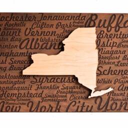 Laser Engraved Wood State Art American Walnut & Maple Wall Decor - thumbnail 2