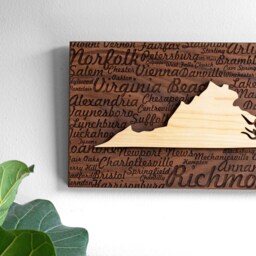 Laser Engraved Wood State Art American Walnut & Maple Wall Decor - thumbnail 3