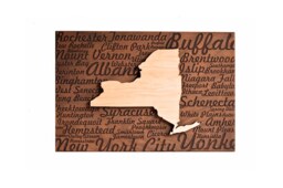 Laser Engraved Wood State Art American Walnut & Maple Wall Decor