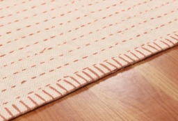 Handmade Pink Cotton Dhurrie Rug, Bohemian Block Print Kilim - thumbnail 1