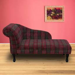 Handmade Luxury Red Tartan Chaise Longue - thumbnail 3