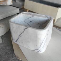 Calacatta Viola Marble Sink Hand Carved Wall Mount Vanity - thumbnail 4