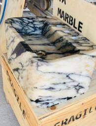 Calacatta Viola Marble Sink Hand Carved Wall Mount Vanity
