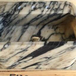 Calacatta Viola Marble Sink Hand Carved Wall Mount Vanity - thumbnail 3