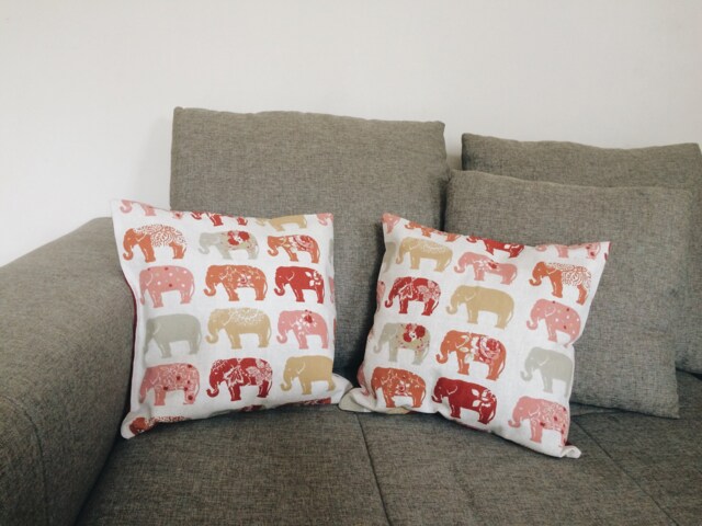 Elephant Print Decorative Pillow Case Red Cotton, Print, Animal Couch Pillow, Modern Home Decor, Minimalistic White Cushion Cover - image 1