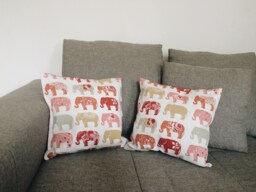 Elephant Print Decorative Pillow Case Red Cotton, Print, Animal Couch Pillow, Modern Home Decor, Minimalistic White Cushion Cover - thumbnail 1