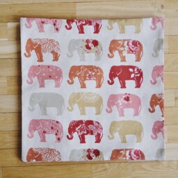 Elephant Print Decorative Pillow Case Red Cotton, Print, Animal Couch Pillow, Modern Home Decor, Minimalistic White Cushion Cover - thumbnail 2