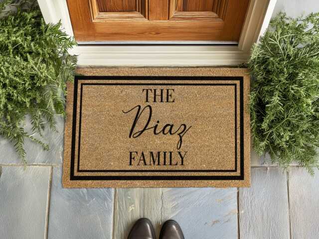 Elegant Surname Welcome Mat - The Diaz Family Entry Decor Custom Coir Rug - image 1
