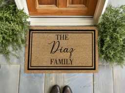 Elegant Surname Welcome Mat - The Diaz Family Entry Decor Custom Coir Rug - thumbnail 1