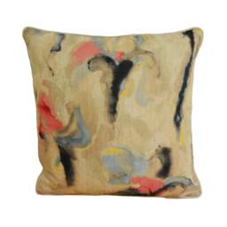 Zoffany - Water Iris Rose/Blue Abstract Lily Cushion Cover Handmade Brushstroke Throw Pillow Designer Home Decor - thumbnail 2