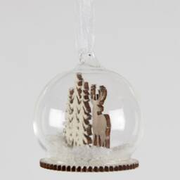Magical Stag in Forest Snow Dome Glass Christmas Tree Hanging Bauble - Winter Wonderland Festive Nature Reindeer Deer Nordic Rustic Gift - thumbnail 2