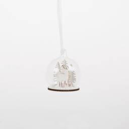 Magical Stag in Forest Snow Dome Glass Christmas Tree Hanging Bauble - Winter Wonderland Festive Nature Reindeer Deer Nordic Rustic Gift - thumbnail 1