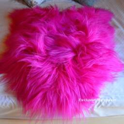 Dark Pink Icelandic Dyed Genuine Sheepskin Lambskin Sheep Skin Rug Pelt Long Wool Soft Throw, Schaffell, Hygge - thumbnail 2