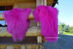 Dark Pink Icelandic Dyed Genuine Sheepskin Lambskin Sheep Skin Rug Pelt Long Wool Soft Throw, Schaffell, Hygge - thumbnail 1