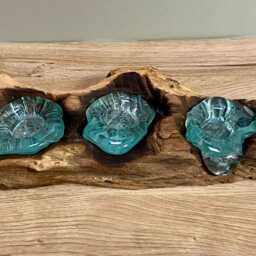 Rustic Driftwood Tealight Three Piece Melted Molten Glass Candle Holder Quirky Home D??cor - thumbnail 3