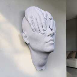 Abstract Face Wall Sculpture, Blindfolded Head Art, Modern Minimalist Hanging, Contemporary Home Decor - thumbnail 3