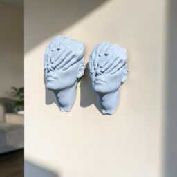Abstract Face Wall Sculpture, Blindfolded Head Art, Modern Minimalist Hanging, Contemporary Home Decor - thumbnail 4