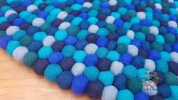 Handmade Wool Felt Ball Rug Nursery Decor, Pebble Design - thumbnail 1