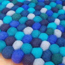 Handmade Wool Felt Ball Rug Nursery Decor, Pebble Design - thumbnail 2