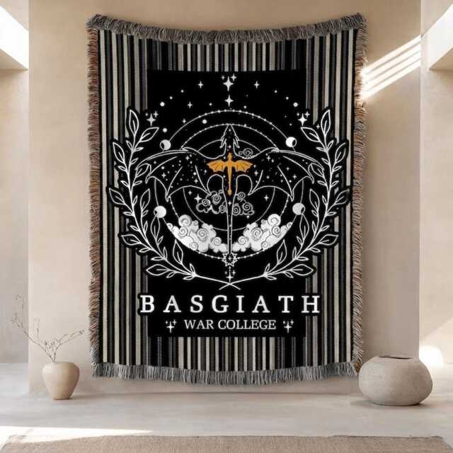 Basgiath War College Dragon Woven Blanket, Fourth Wing Inspired Throw, Fantasy Gift, Dark Academia Booktok Decor - image 1