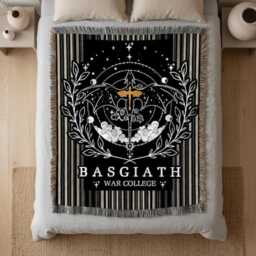 Basgiath War College Dragon Woven Blanket, Fourth Wing Inspired Throw, Fantasy Gift, Dark Academia Booktok Decor - thumbnail 3