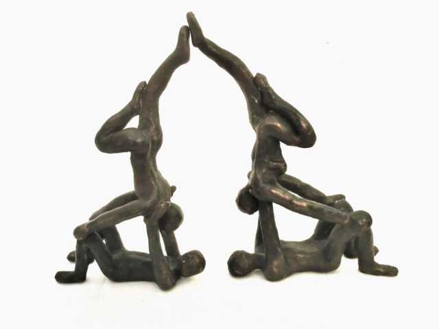 Acrobats Bronze Sculpture/ Four Acrobats/ Two Separe Sculptures Together/ Can Be Bookstands/ Massive Bronze With Dark Brown Patin/ 6 - image 1