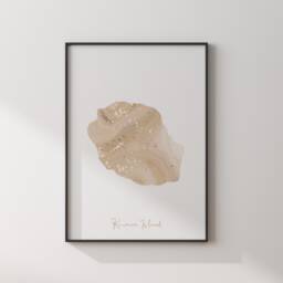 Reunion Island Map Beige & Gold Wall Art Print - thumbnail 3