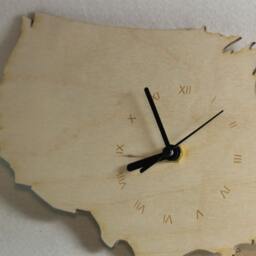 Custom Usa Map Wooden Clock, Personalized Gift, Unique Bespoke Shape Wall Engraved Of America, Home Decor, Customizable Gift - thumbnail 2