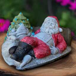 Cute Santa Claus Statue Christmas Sculpture Concrete Winter Decoration Lover Gift Yard Art Handmade - thumbnail 2