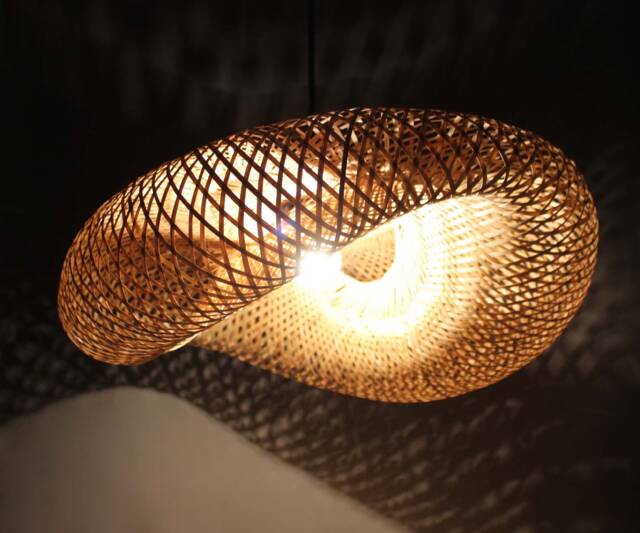 Handmade Bamboo Pendant Light Rustic Woven Lighting Fixture - image 1