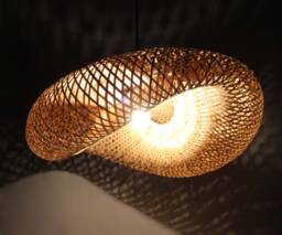 Handmade Bamboo Pendant Light Rustic Woven Lighting Fixture - thumbnail 1