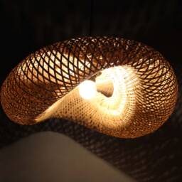 Handmade Bamboo Pendant Light Rustic Woven Lighting Fixture - thumbnail 3