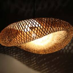 Handmade Bamboo Pendant Light Rustic Woven Lighting Fixture - thumbnail 2