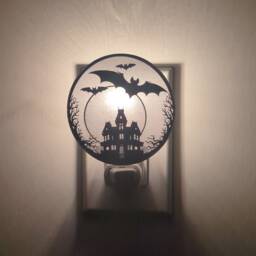 Haunted Mansion & Bats Mirrored Acrylic Night Light