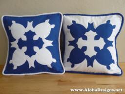 Hawaiian Quilt Pillow Covers - Blue Turtle - thumbnail 1