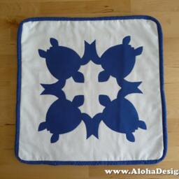 Hawaiian Quilt Pillow Covers - Blue Turtle - thumbnail 3