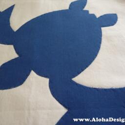 Hawaiian Quilt Pillow Covers - Blue Turtle - thumbnail 4