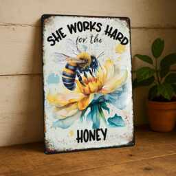 Metal Bee Sign, Bumble Outdoor Wall Art, Birthday Day Gift For Mum, Garden Gifts Women - thumbnail 1